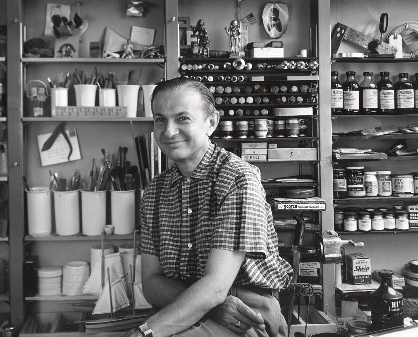 Alexander Girard, in his studio in the early 1950s