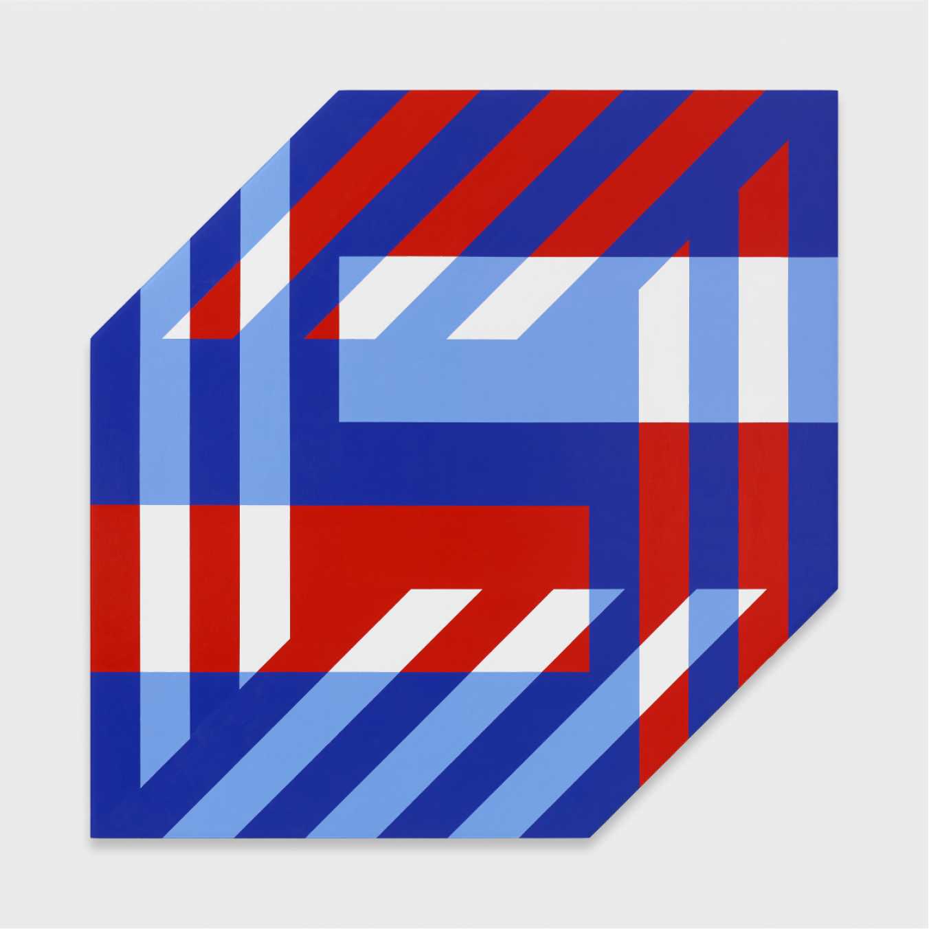 Jim Isermann, Untitled (3, 5, 7, out), 2018, acrylic on canvas over aluminum, 48 x 48 x 2 in., Collection of L.J. Cella.