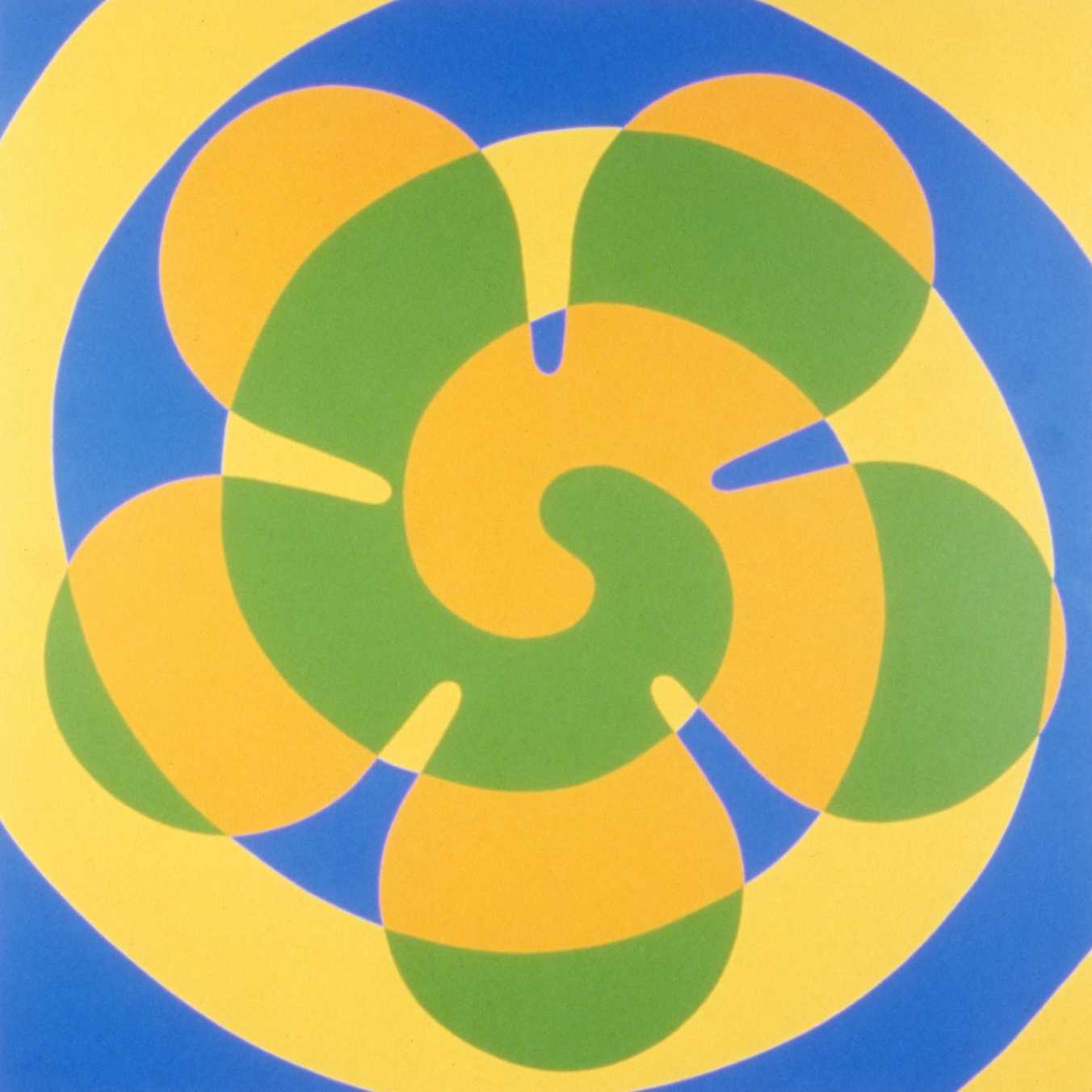 Jim Isermann, Untitled (Flower painting) (1685), 1985, enamel paint on panel, 48 x 48 x 2 in., Private Collection.
