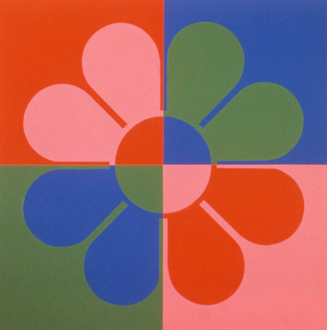 Jim Isermann, Untitled (Flower painting) (1785), 1985, enamel paint on panel, 48 x 48 x 2 in., Collection of Dennis Cooper.