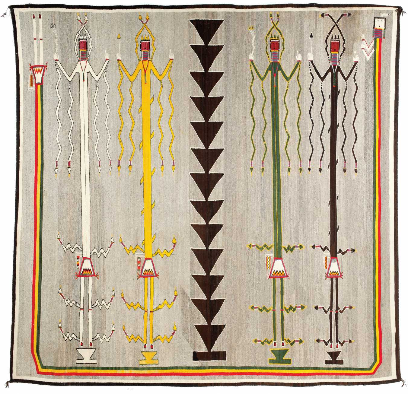 Blossom Nez Yeh, Navajo Windway Sandpainting Textile, Wind People Dressed (clothed) in Snakes
