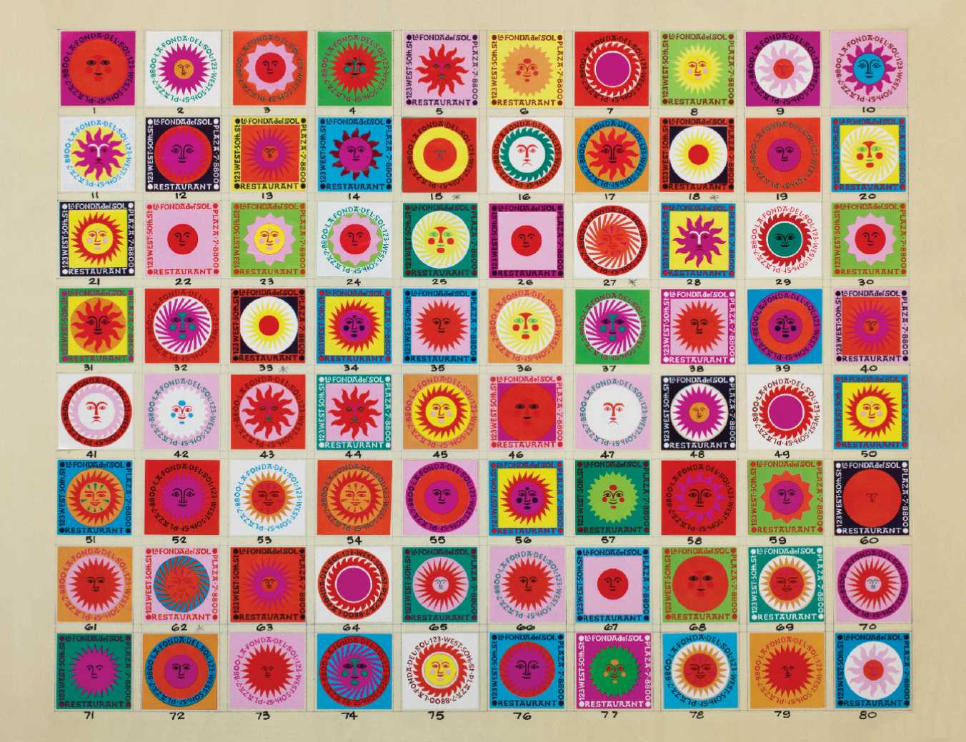 Design for matchboxes of the restaurant La Fonda del Sol, Alexander Girard
