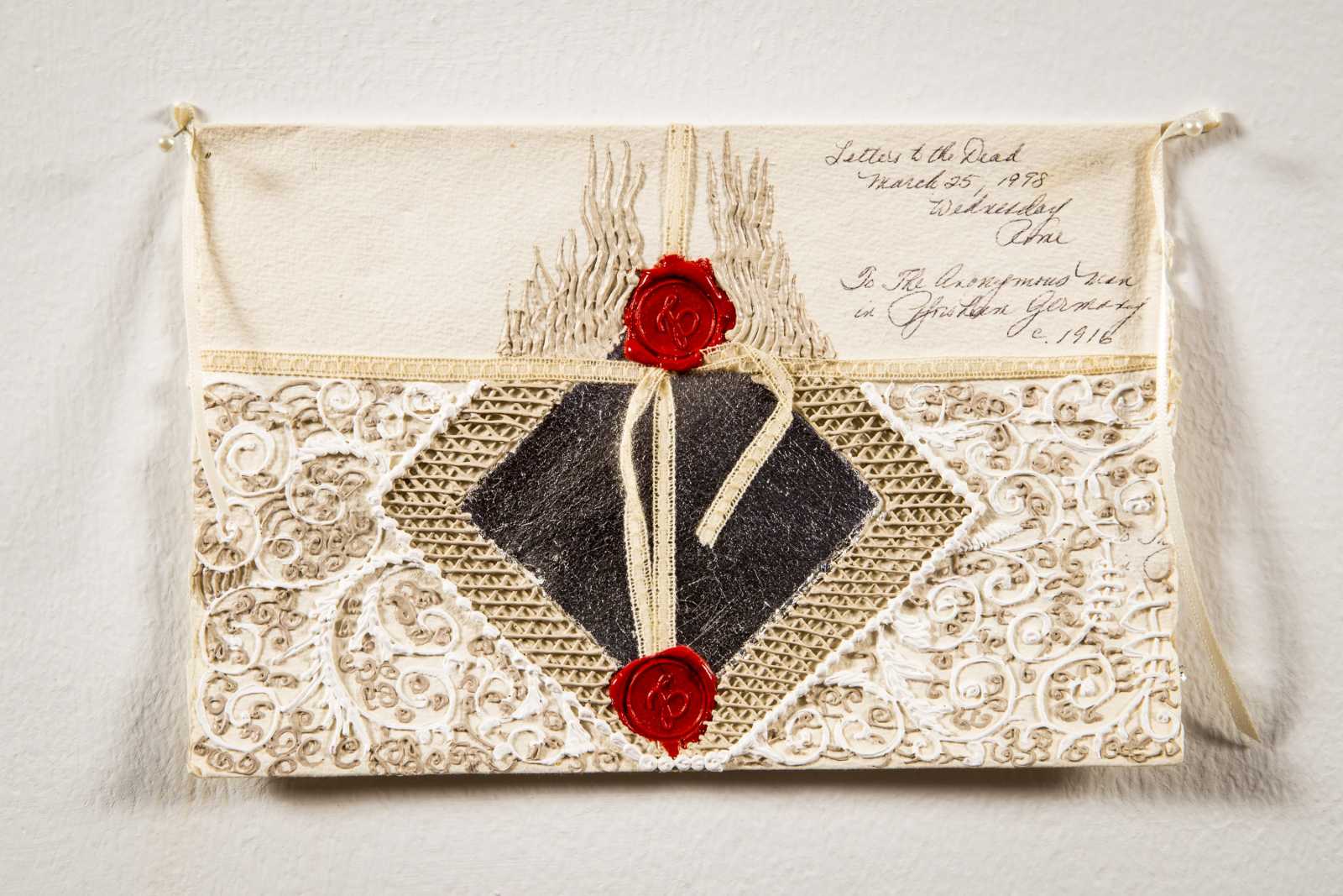 Pat Lasch, Letters to the Dead, 1998, mixed media on paper, photograph by David Plakke
