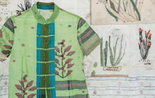 Photo of Scraps: Fashion, Textiles, and Creative Reuse exhibition.